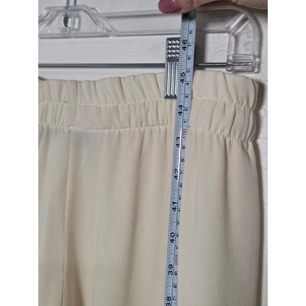 Jeff Gallano Cream Wide Leg Crepe Trousers Elastic Waist Pants Size 2 Small